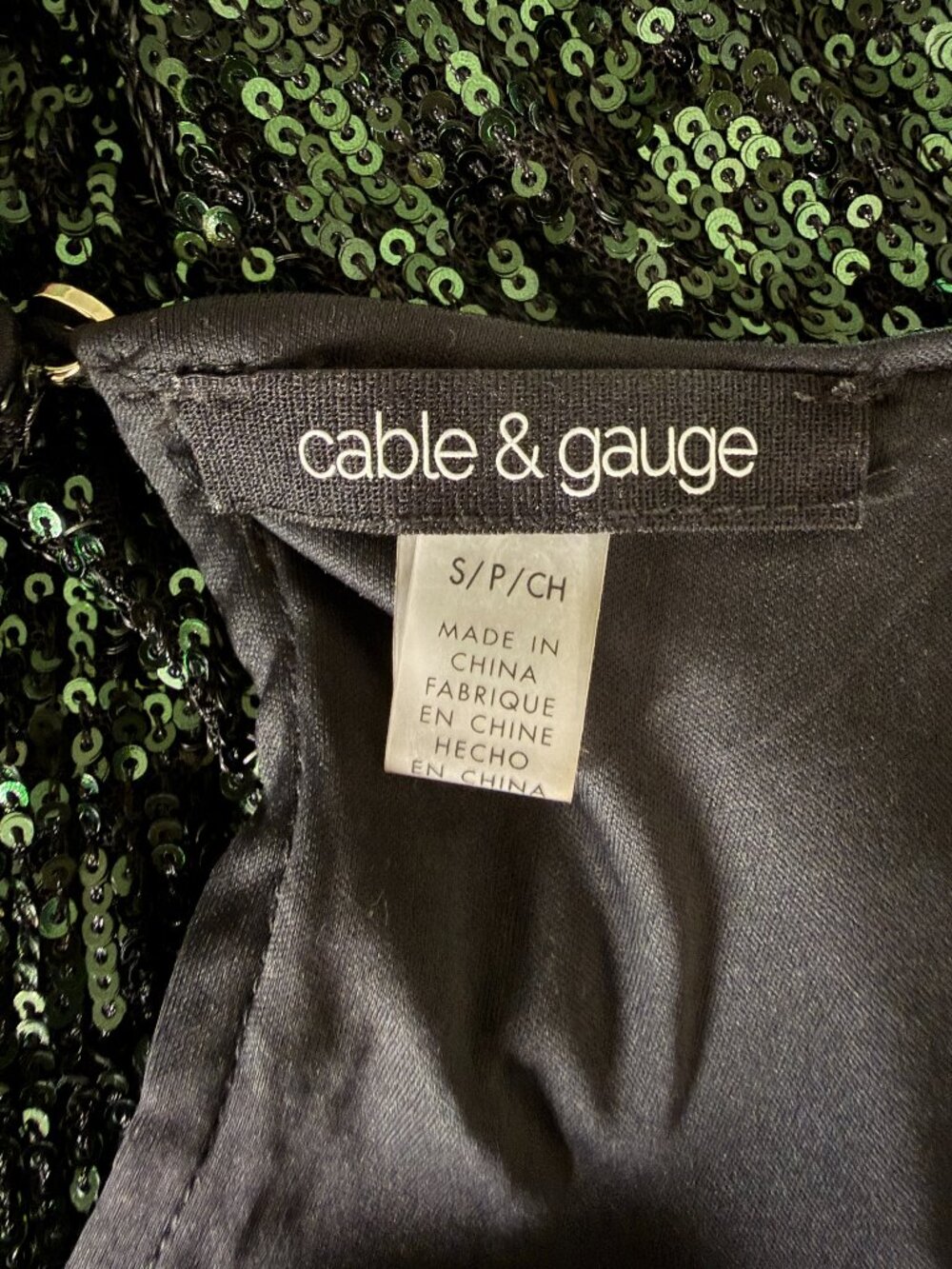 Cable & Gauge Mini Dress Shift Sequin Emerald Green S - Picture 6 of 7